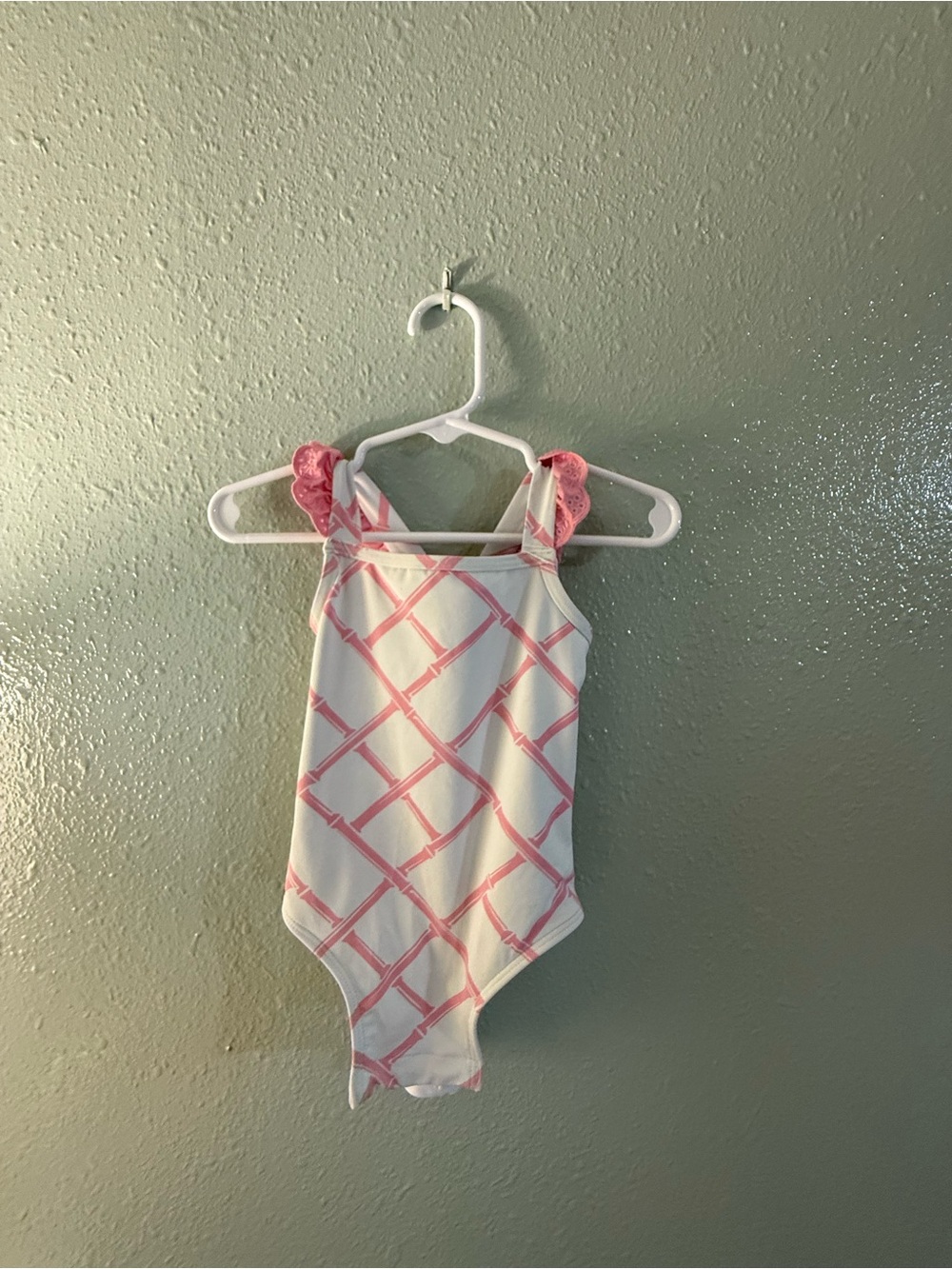 The Beaufort Bonnet Company White One-Piece Swimsuit with Pink Lattice